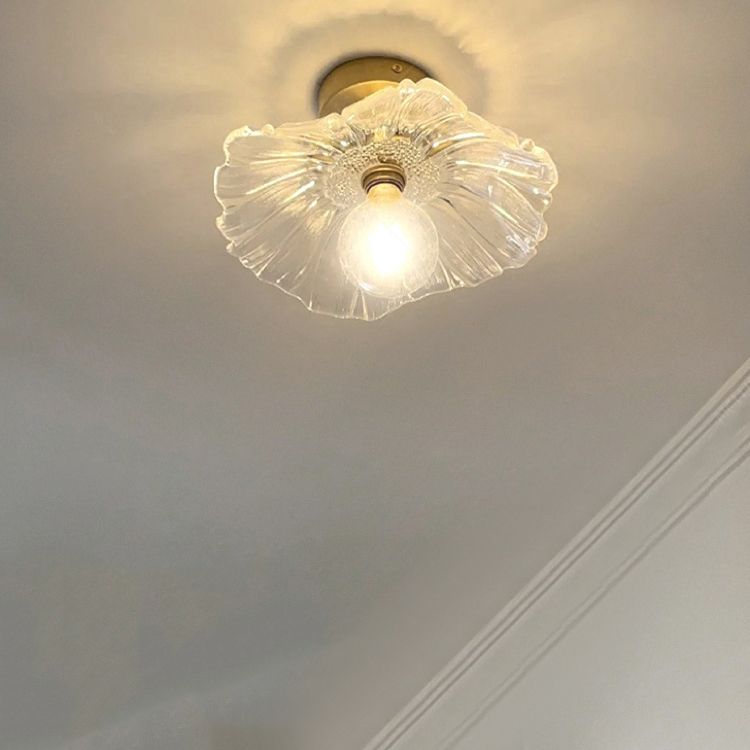 Single Golden Flush Mount Lighting Glass Ceiling Light for Living Room