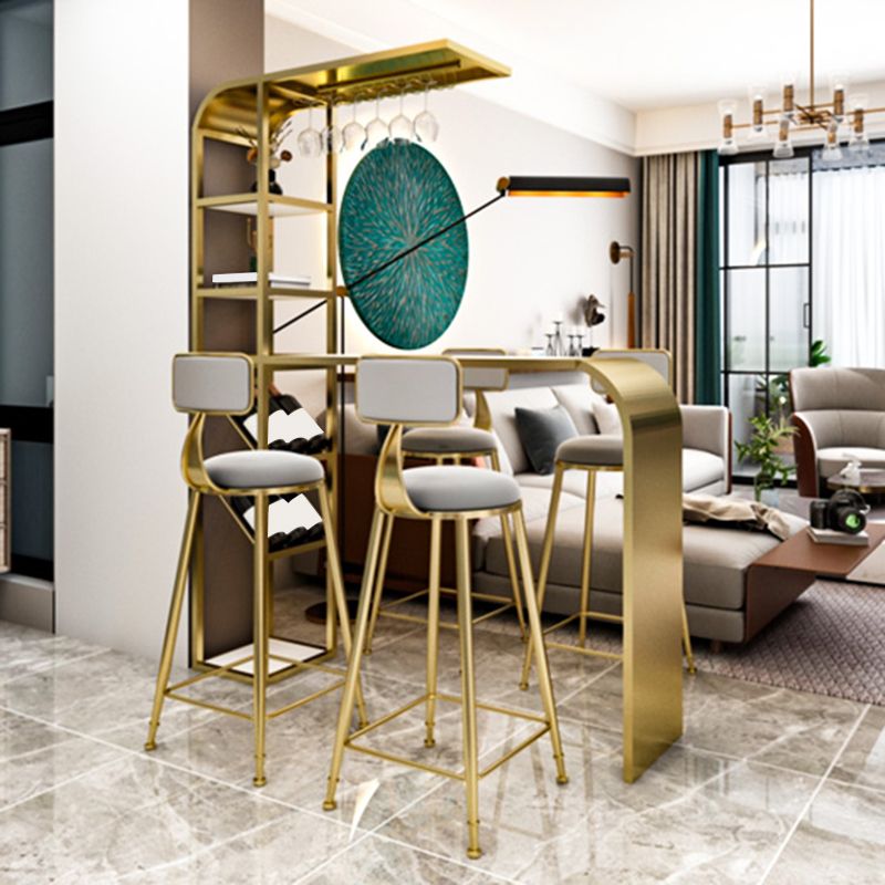 Contemporary Style Rectangle Bar Table Stone Bar Height Table with Storage