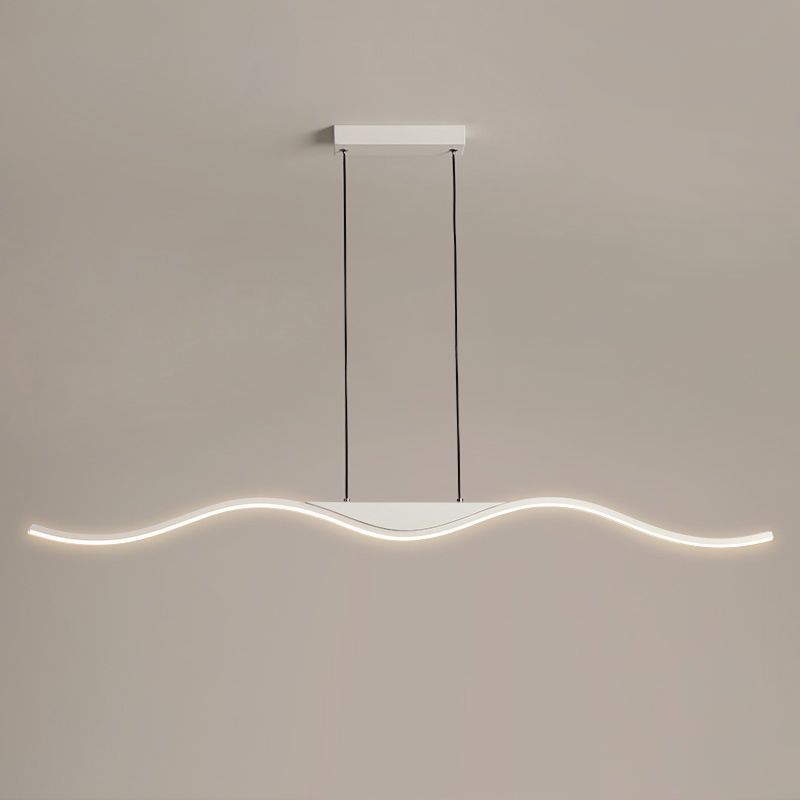 Single White Modernism Kitchen Island Lighting Unique Metallic Ceiling Light