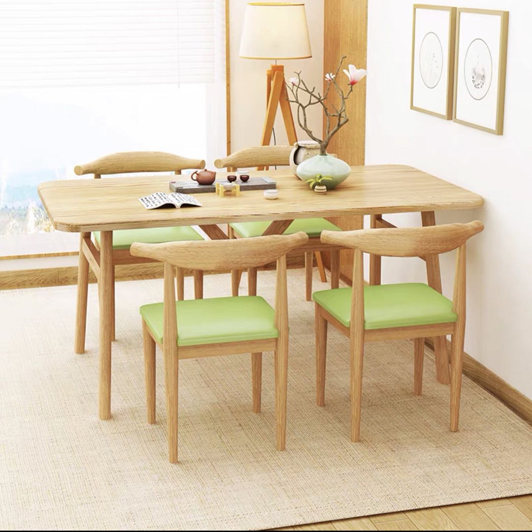 Standard Wood Top Dining Set with 4 Light Brown Wood Legs Base for Dining Furniture