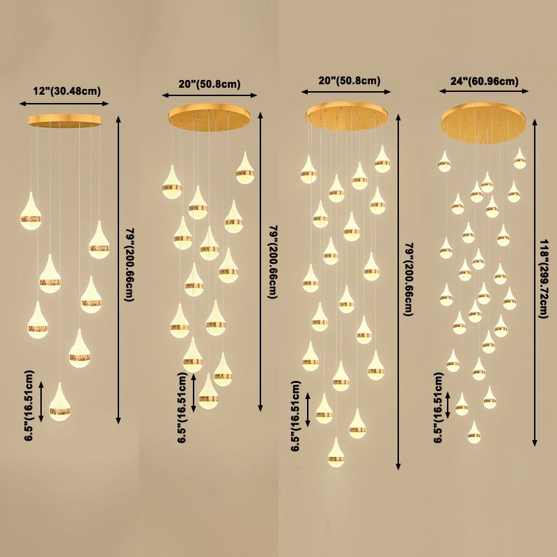 Moderne Luxus -LED -Anhänger Leicht schmiedeeisernde Tränenhängelampe mit Acrylschatten