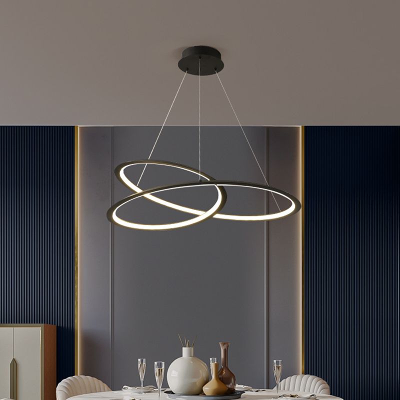 Seamless Curves Metal LED Chandelier Minimalism Suspension Light for Dining Room