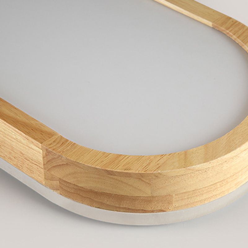 Lámpara de techo ovalada de estilo Simple y moderno, luz LED de madera empotrada para sala de estar