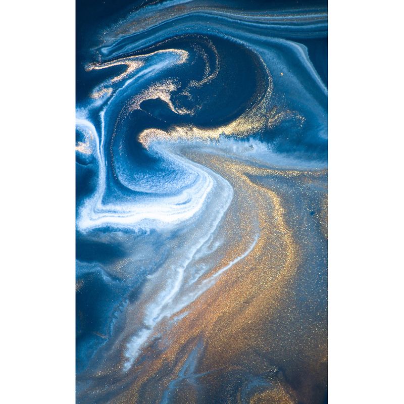 Blue Watercolor Printed Rug Creative Abstract Art Carpet Polyester Washable Rug for Living Room