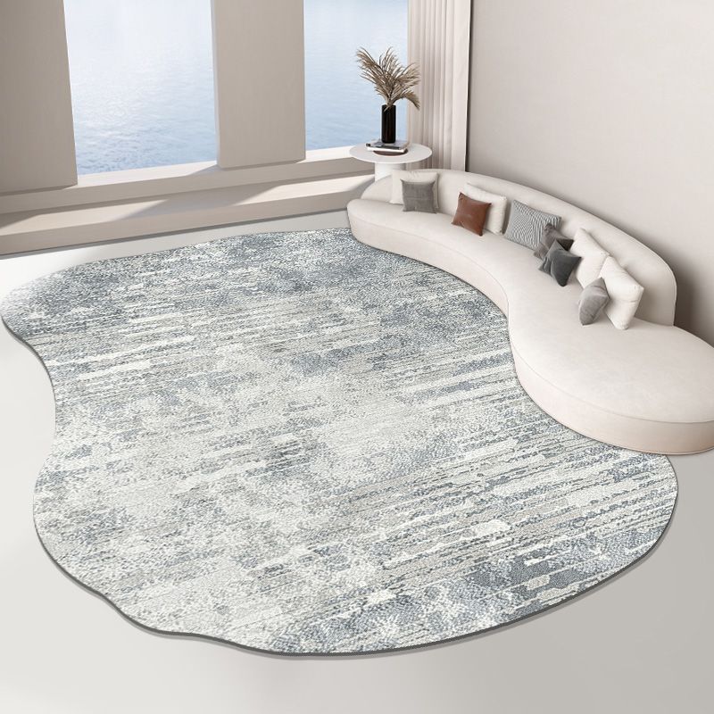 Fancy Grey Area Rug Modern Polyester Area Carpet Tie-Dye Pattern Stain Resistant Rug for Home Decor