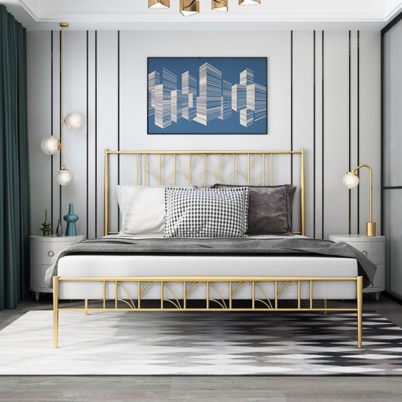 Gold and Black Bed Frame Iron Open-Frame Bed with Custom Gold Legs