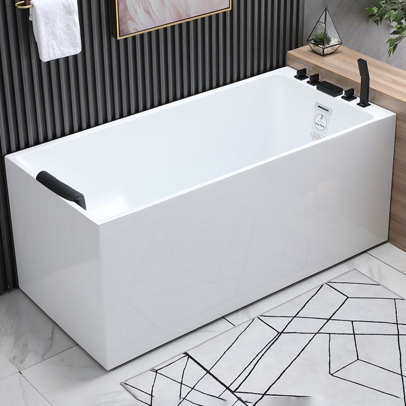 Acrylic Soaking Tub with Left Drain in White Rectangle Freestanding Bathtub