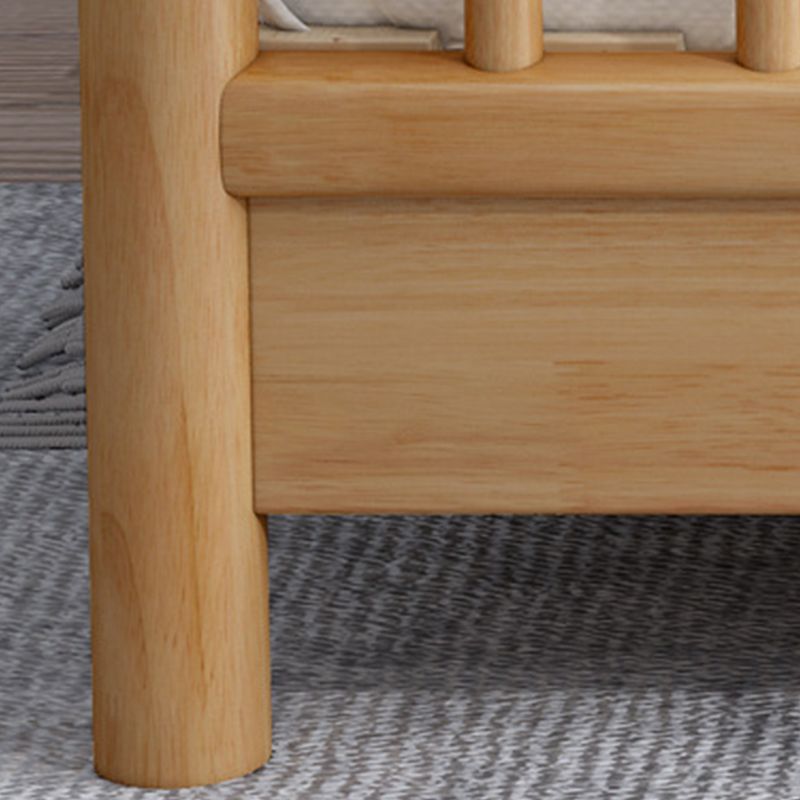 84.65 inch Wide Scandinavian Bed Solid Wood Bed Frame with Headboard