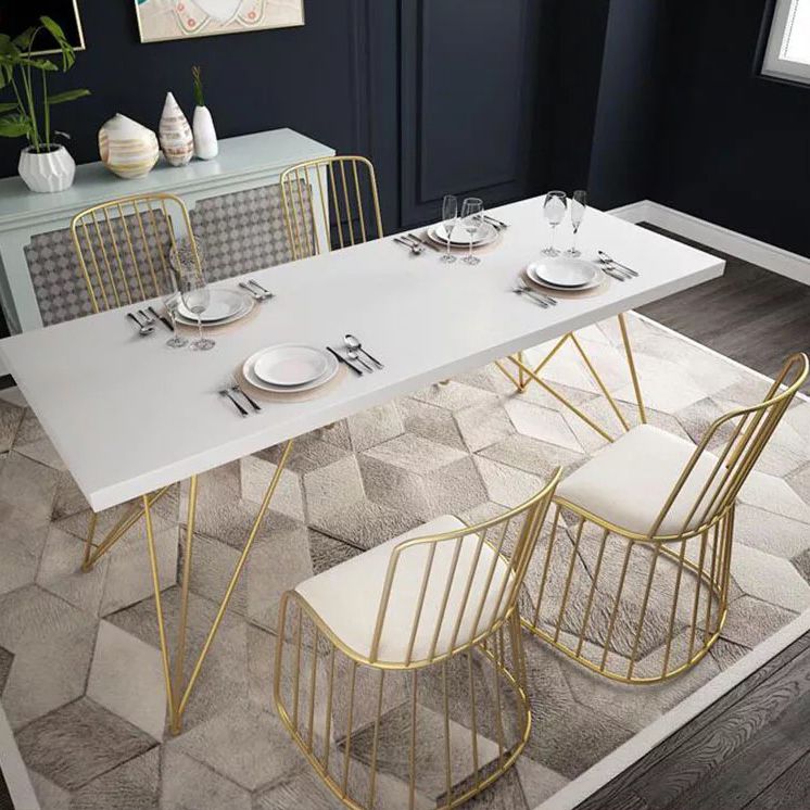 Rectangle 4 Legs Dining Table Luxury Solid Wood Kitchen Table