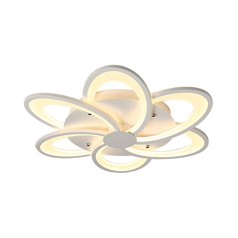Contemporary Flower Flushmount Lighting Acrylic 6/7/8-Light Bedroom Ceiling Flush Mount in Warm/White Light