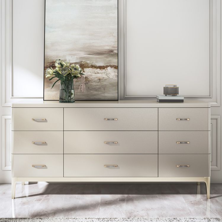 Horizontal Storage Chest Dresser Glam Storage Chest with Drawers