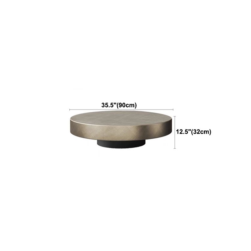 Block Base Design Cocktail Table Gold Metal Top Black Base Round Coffee Table