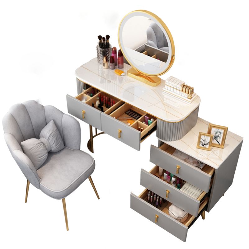 Contemporary With Drawer Gray Wooden Mirror Bedroom Make-up Vanity