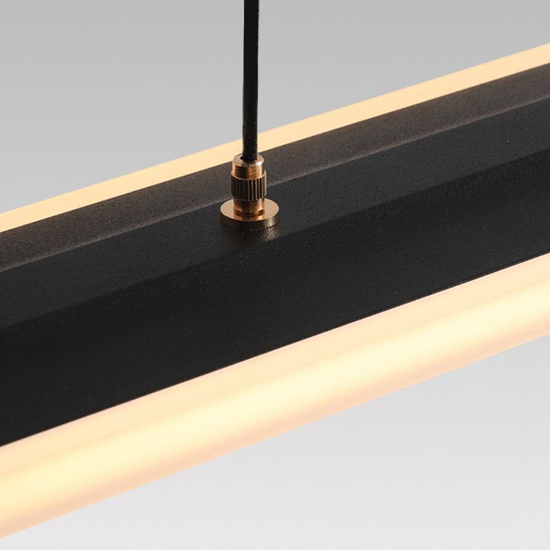 Modern LED Hanging Light Linear Metal Island Light Fixture for Dining Room