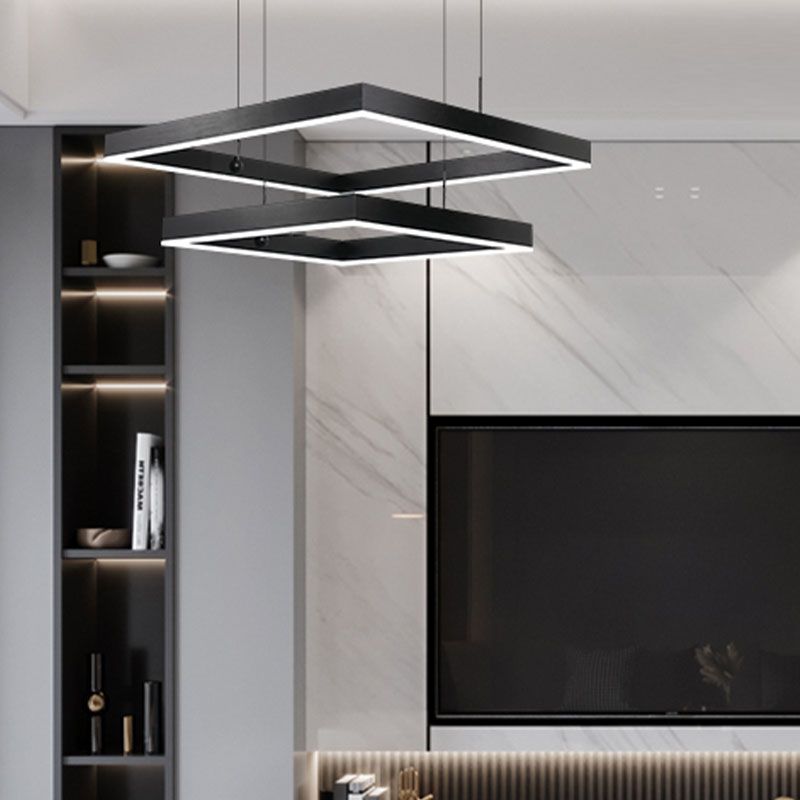 Mehrere Quadrate hängende Deckenleuchten moderner Esszimmer Beleuchtung Metall Kronleuchter