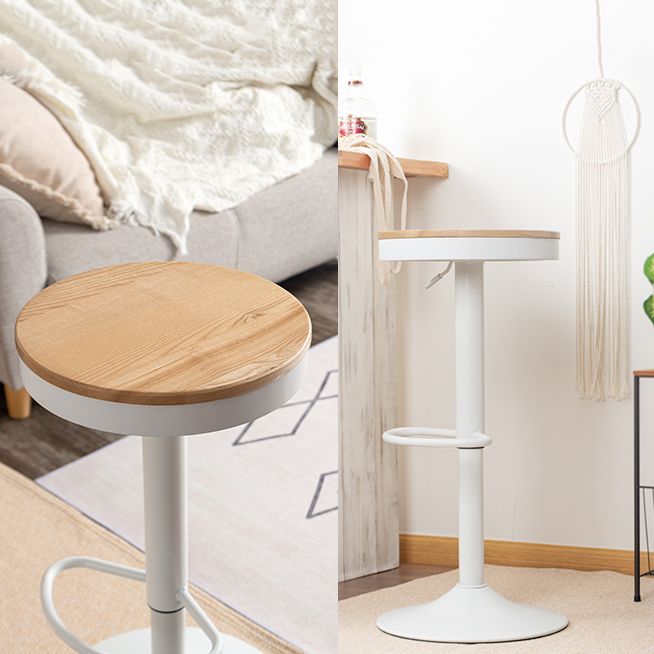 Taburetes de mostrador ajustables modernos, taburete de bar interior de madera sin brazos con reposapiés