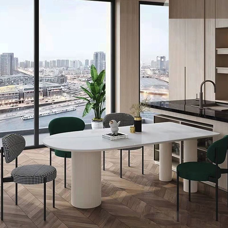 White Tripod Base Dining Table Stone Top Modern Dining Room Kitchen Table