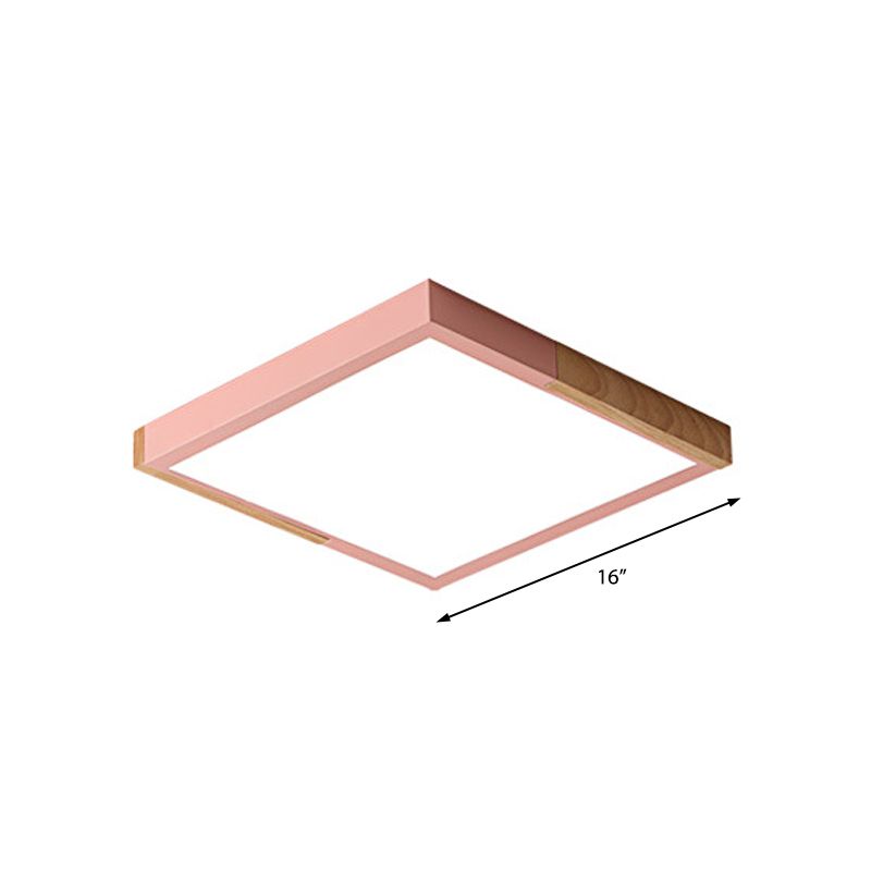 Gesplitst vierkant inbouwlicht Scandinavisch metaal Groen/wit/zwart-hout LED-plafondverlichting in wit/warm/3 kleuren licht, 16"/19,5" breed