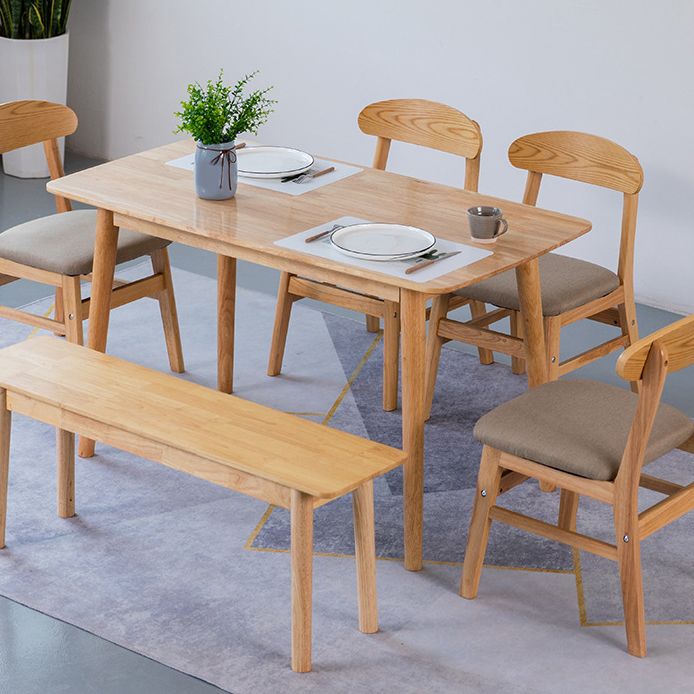 Contemporary Solid Wood Rectangle Shape Dining Table Kitchen Dining Table with 4 Legs
