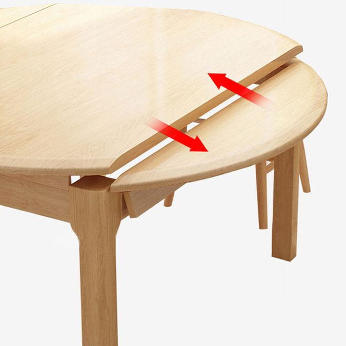 Moderne eettafel van rubberhout, ronde tafel met 4 poten voor eetkamer
