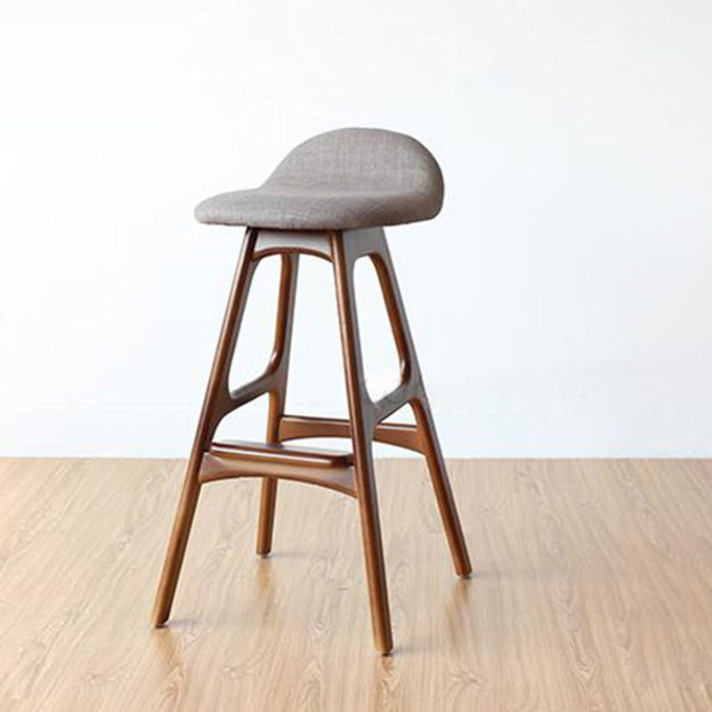 Industrial Ash Solid Wood Counter Stool Low Back Bar Stool with Footrest