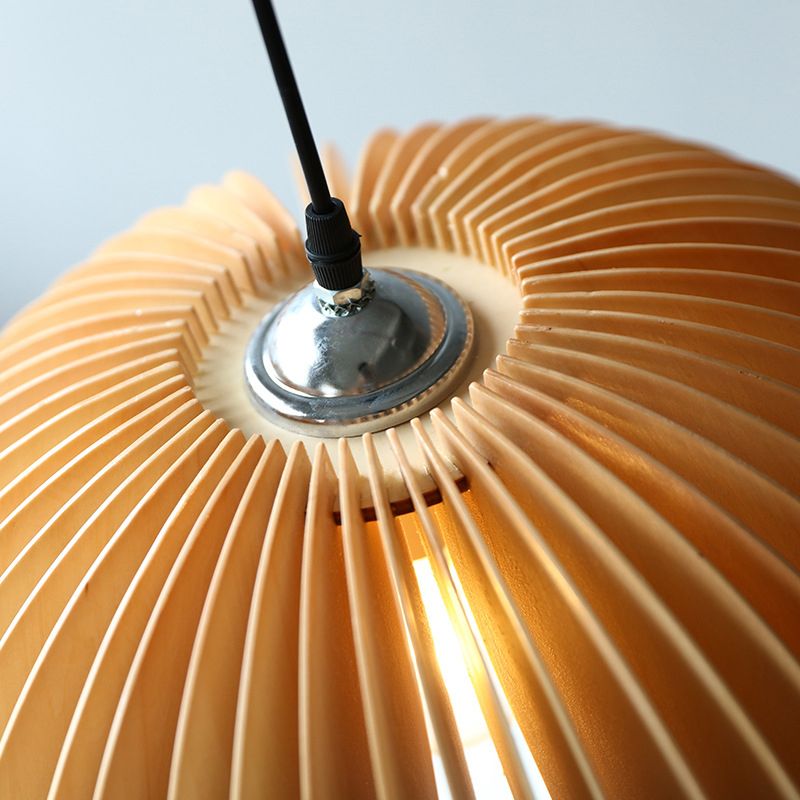 Beige Holzkürbis hängende helle chinesische style 1 leichte Restaurant Decke Anhängerlampe
