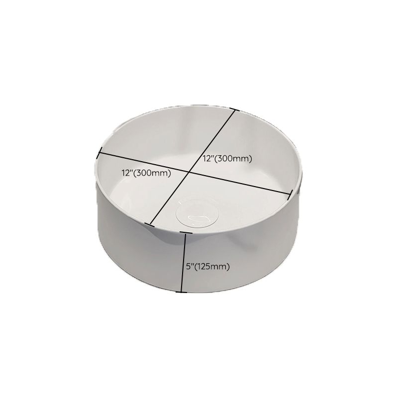 Modern Style Vessel Bathroom Sink Round Ceramic Vessel Bathroom Sink in White