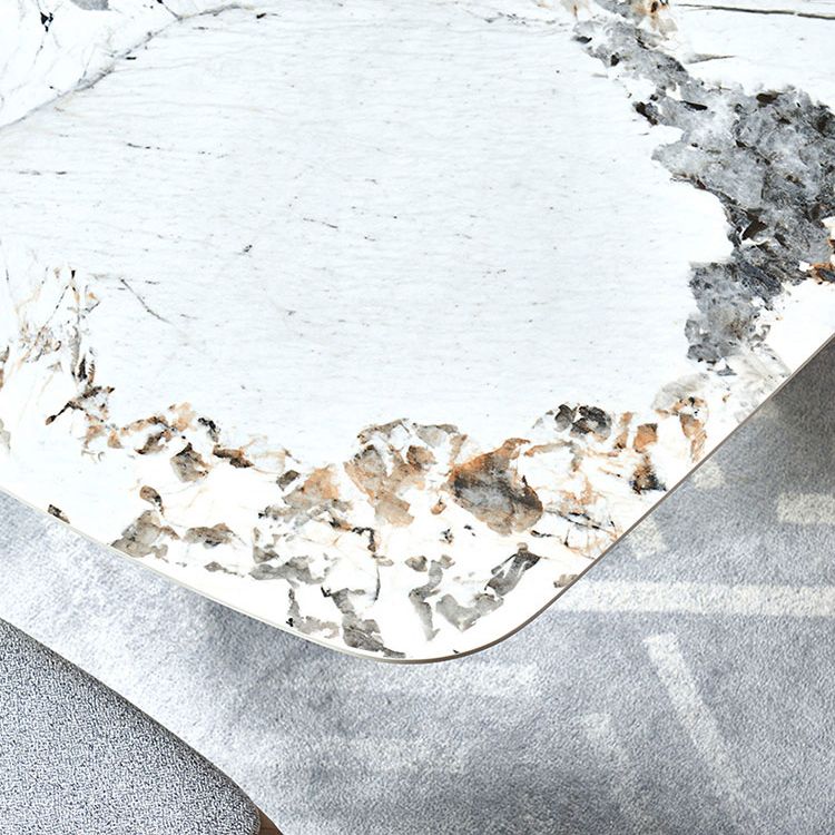 Metal Traditional Luxury Rectangle Table Sintered Stone Top Indoor Table for Kitchen