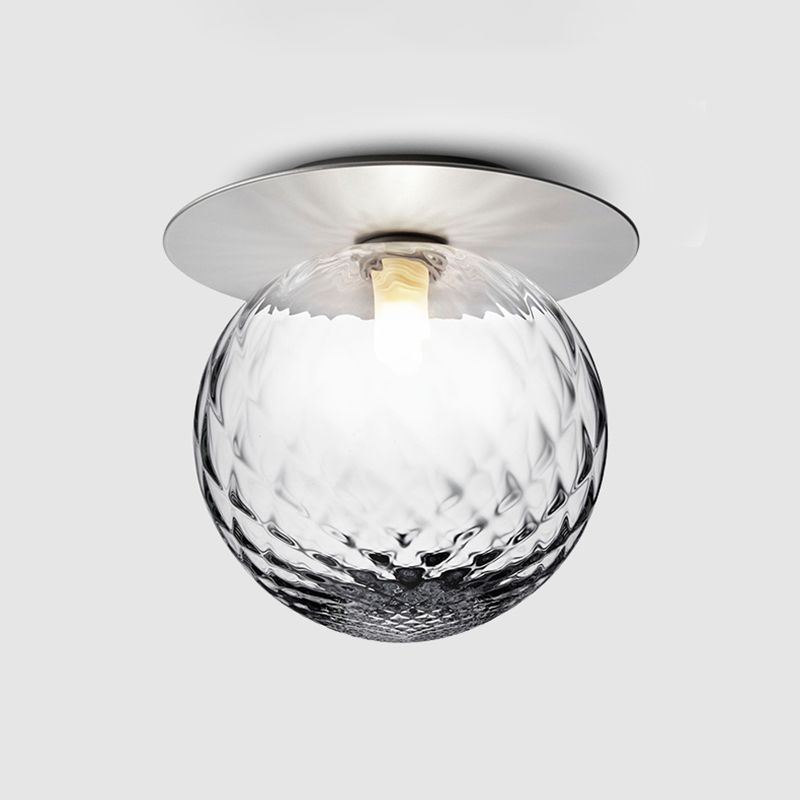 Lámpara de techo de cristal Globe, montaje empotrado de hierro forjado de estilo moderno y conciso para pasillo