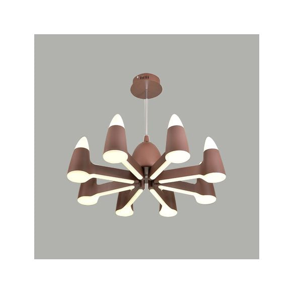 Cone Ceiling Chandelier Nordic Metal 3/6/8 Lights Brown Chandelier Light Fixture for Living Room