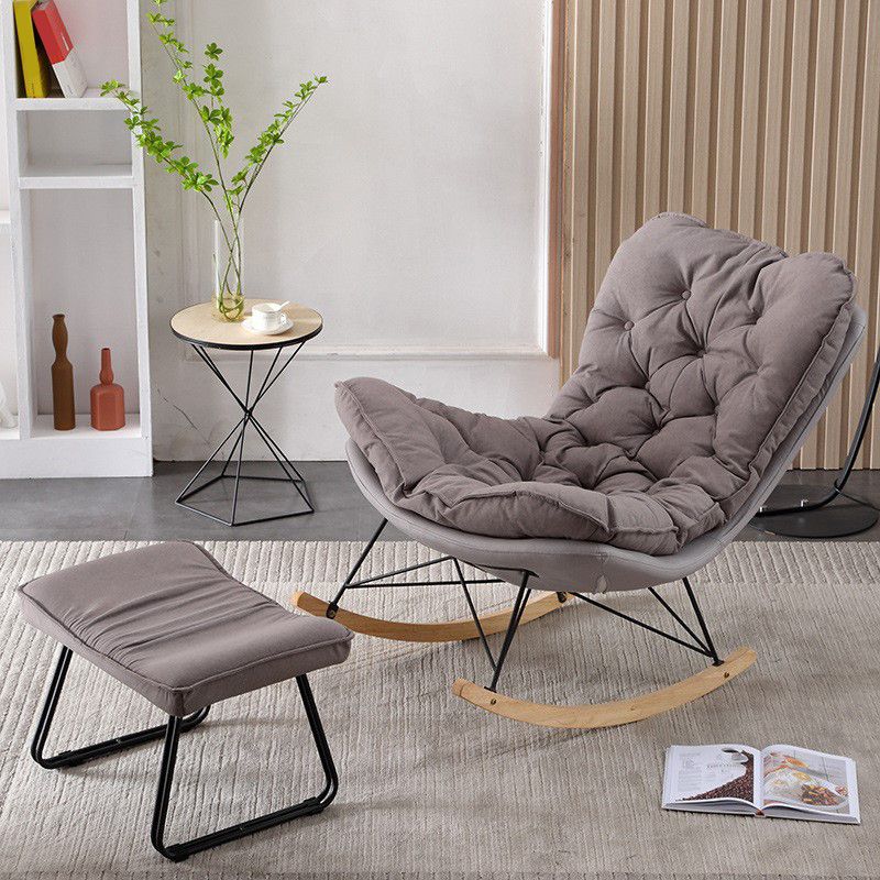 Contemporary Rocking Chair Upholstered Tufted Cushions with Light Legs Glider