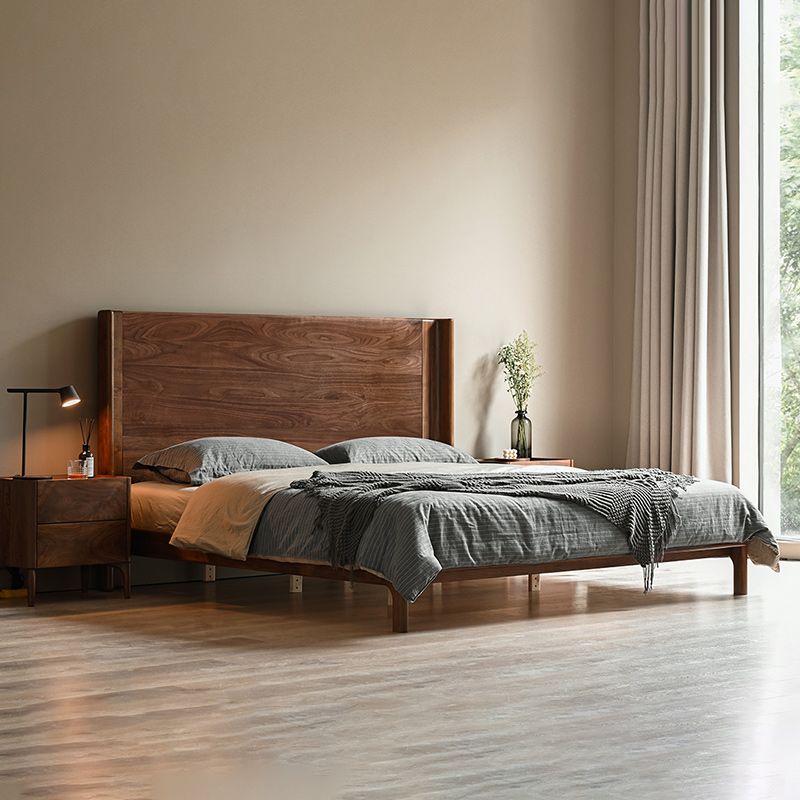 Solid Wood Headboard Standard Bed Mattress Included Bed Frame with Custom Legs