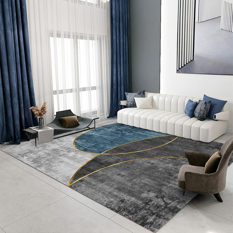 Gray Modern Rug Polyester Extravagant Rug Stain Resistant Rug for Home Decor