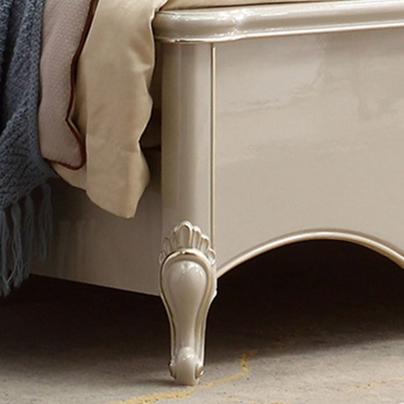 84.65 inch Wide Victorian Bed Pine Wood Standard Bed with Upholstered Headboard