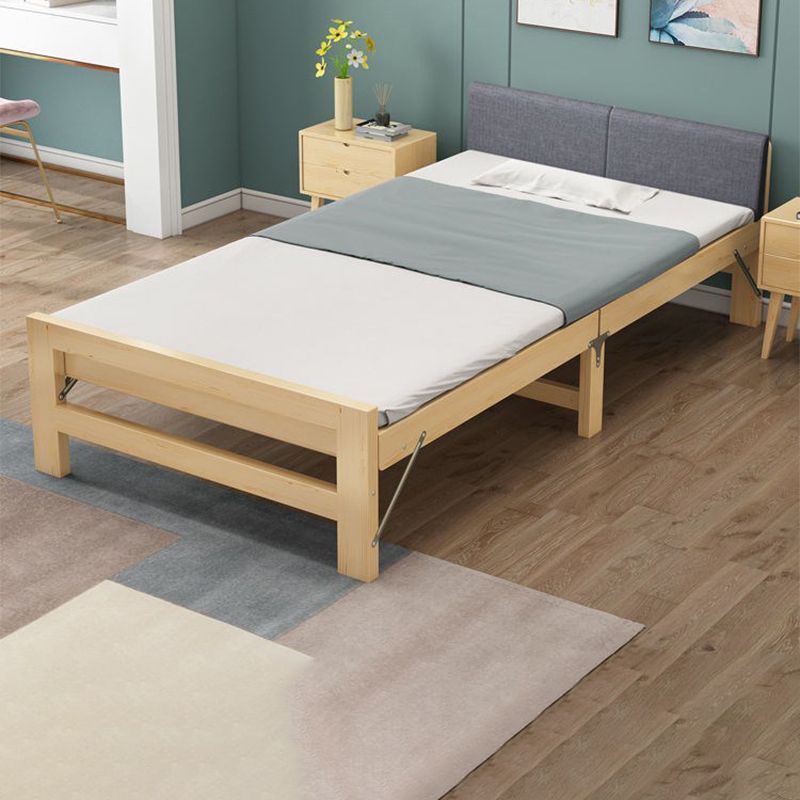 Scandinavian Wood Foldable Bed Low Profile Upholstered Bed with Mattress