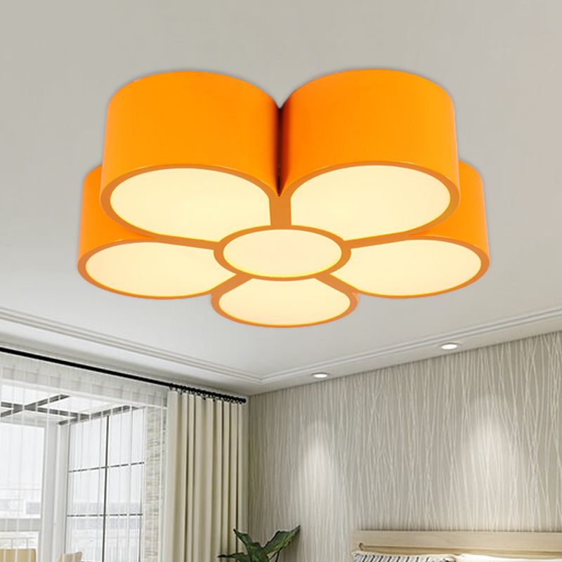 Yellow/Red/Pink Floral Ceiling Lighting Kids Style Acrylic LED Flush Mount Fixture for Living Room