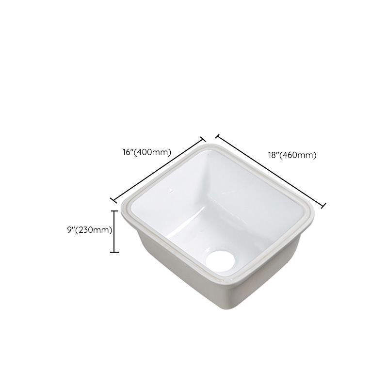Modern Bathroom Sink Porcelain with Overflow and Drain Assembly Undermount Vanity Sink