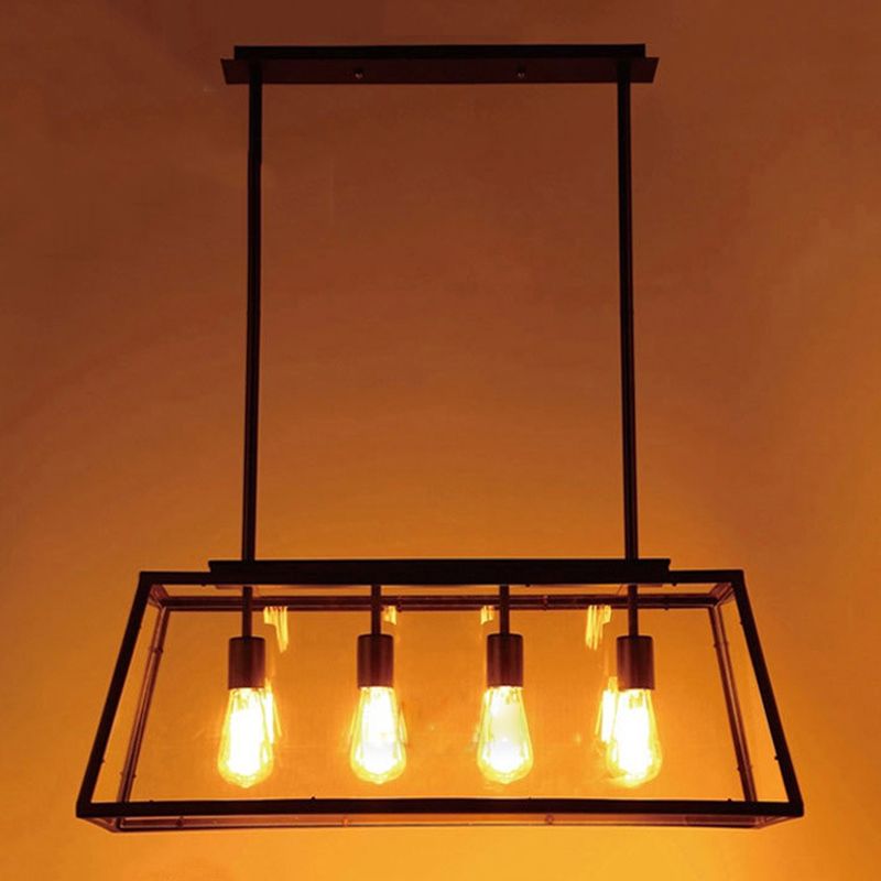 Industrial Trapezoid Island Pendant Lights Metal Multiple-Light Island Lighting