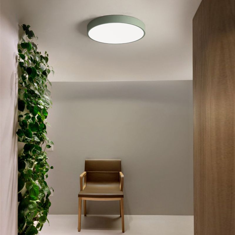 Plafonnier LED mince de forme ronde macaron, Style Simple et moderne en fer, 1 lumière encastrée pour chambre à coucher