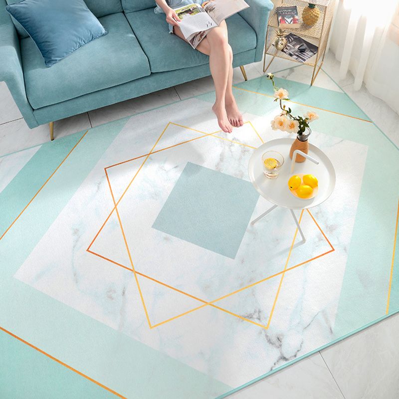 Glam Geometric Print Rug Multicolor Contemporary Rug Polypropylene Machine Wash Anti-Slip Pet Friendly Rug for Home