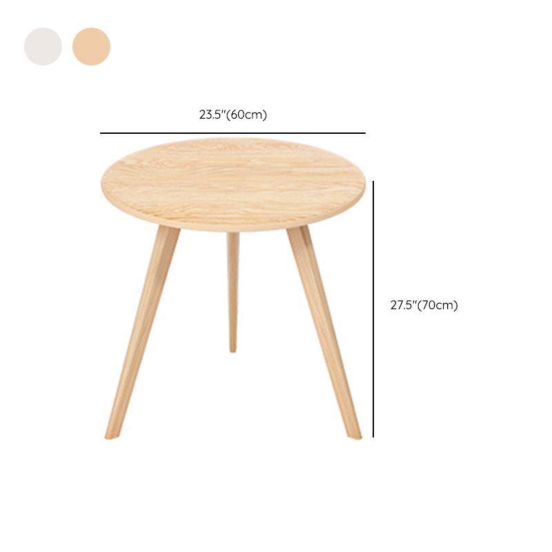 1 Cocktail Table Round Wood Modern 3 Legs Single Coffee Table