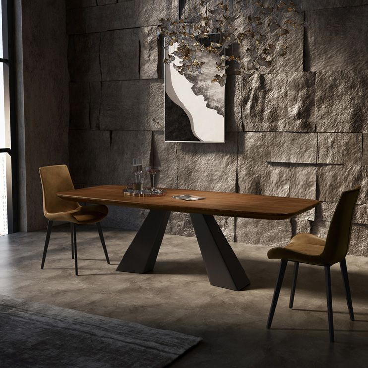 Mesa de comedor rectangular Mesa base de doble pedestal de estilo industrial para comedor