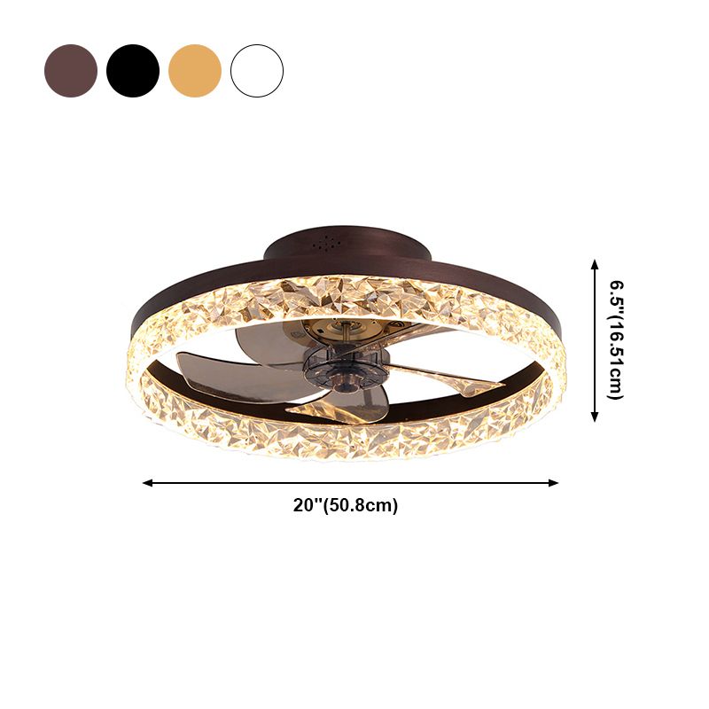 Modern Concise LED Ceiling Light Lacquered Iron Circular Ceiling Fans with Acrylic Shade
