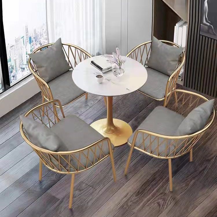Nordic 1/3/5 Pieces Dining Set Round Stone Dining Table for Dining Room