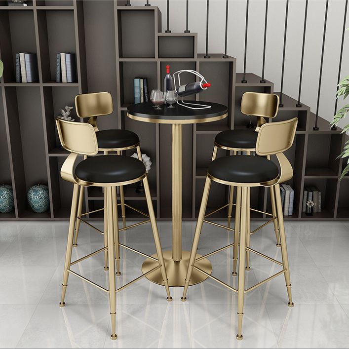 Scandinavian Round Low Back Counter Stools Upholstered Bar Stools with Cushion