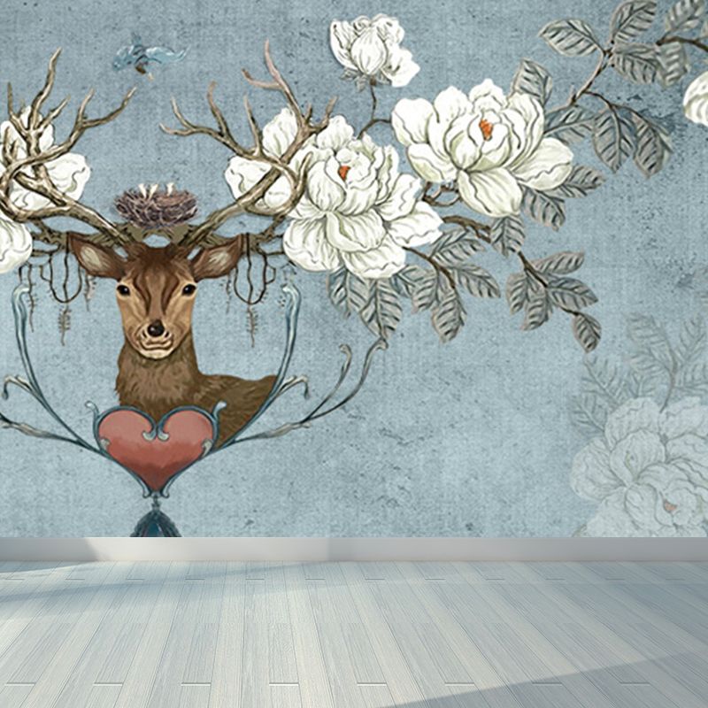 Stain Resistant Reindeer Mural Non-Woven Texture Modern Wall Decor for Girls Room