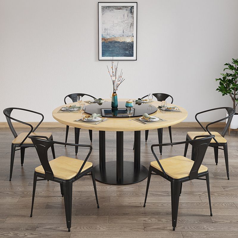 Round Solid Wood Dining Set 1/4/7 Pieces Dinette Set for Kitchen