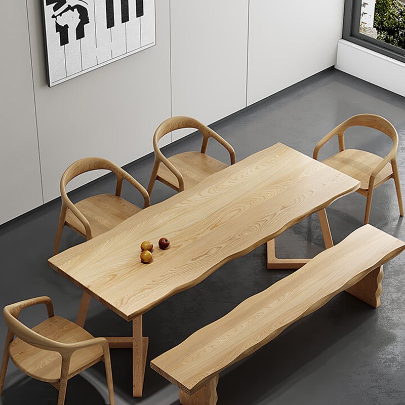 Modern Style Dinette Set 1/2/7 Pcs Rectangle Solid Wood Dinette Table with Dining Chairs