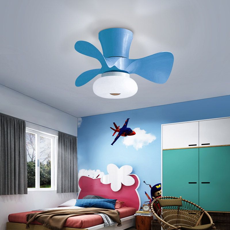 Camera da letto per bambini semi -filo lampada da ventola a soffitto a led floreale con ombra acrilica