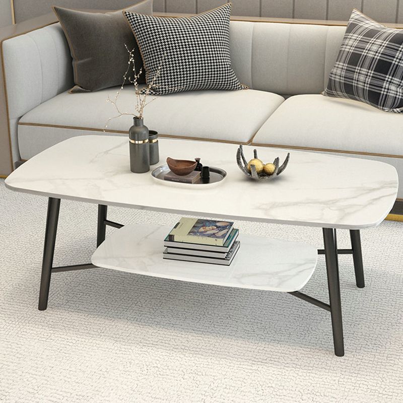 4 Legs Coffee Table Shelf Included Rectangular Cocktail Table